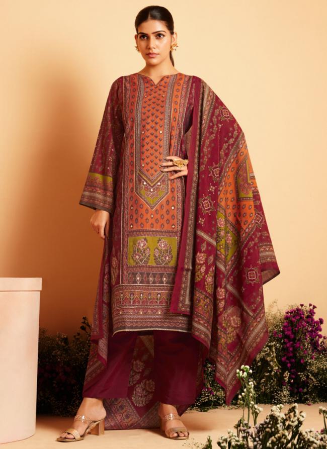 Pure Viscose Muslin Red Eid Wear Printed Pakistani Suit